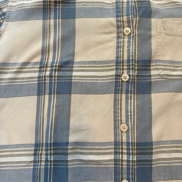 Lemon Grass Beige Blue Plaid 100% Cotton Shirt Size L Retro Grunge Western - Picture 4 of 6